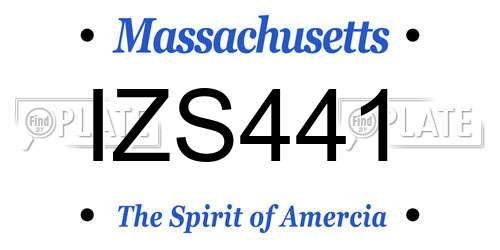 IZS441 Massachusetts License Plate