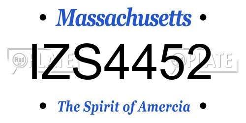 IZS4452 Massachusetts License Plate