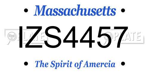 IZS4457 Massachusetts License Plate