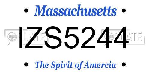 IZS5244 Massachusetts License Plate
