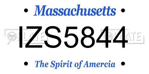 IZS5844 Massachusetts License Plate
