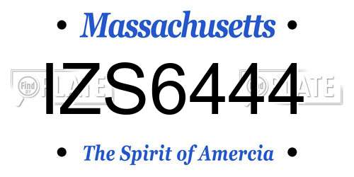 IZS6444 Massachusetts License Plate