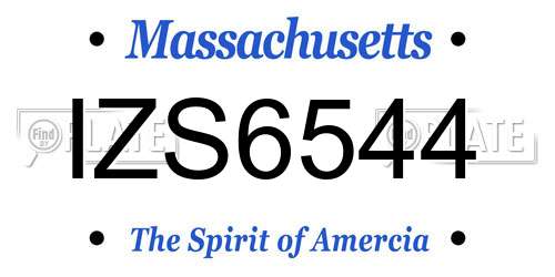 IZS6544 Massachusetts License Plate
