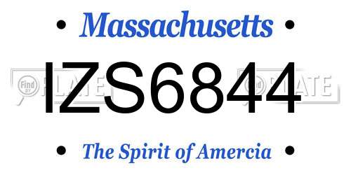 IZS6844 Massachusetts License Plate