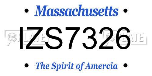 IZS7326 Massachusetts License Plate