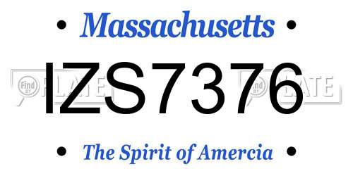 IZS7376 Massachusetts License Plate