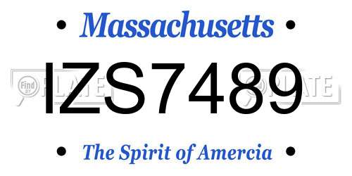 IZS7489 Massachusetts License Plate