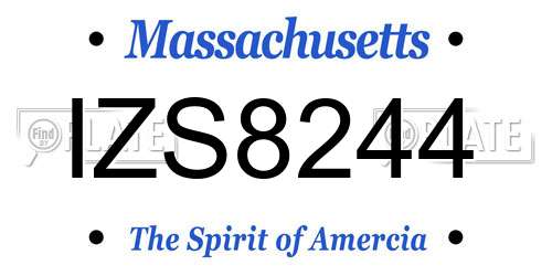 IZS8244 Massachusetts License Plate