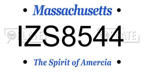 IZS8544 Massachusetts License Plate