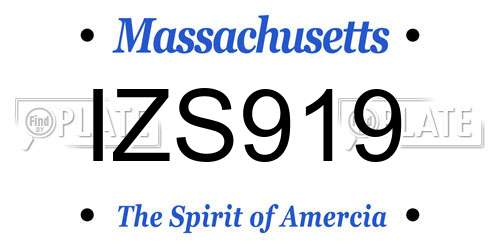 IZS919 Massachusetts License Plate