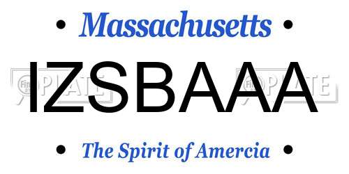 IZSBAAA Massachusetts License Plate