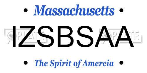 IZSBSAA Massachusetts License Plate