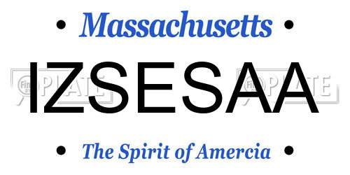 IZSESAA Massachusetts License Plate