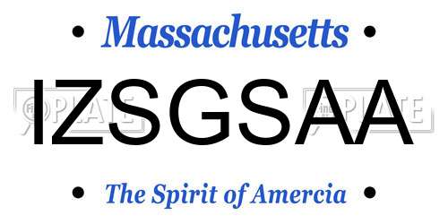 IZSGSAA Massachusetts License Plate