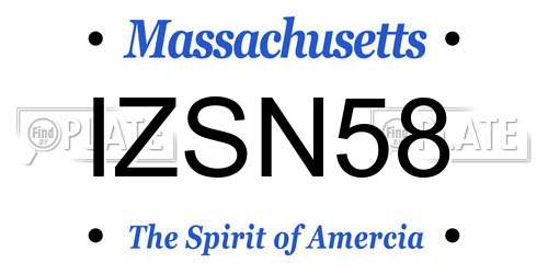 IZSN58 Massachusetts License Plate