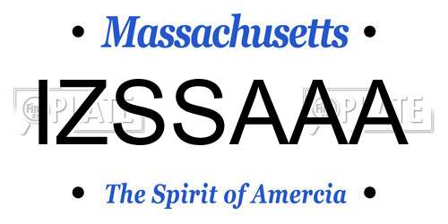 IZSSAAA Massachusetts License Plate