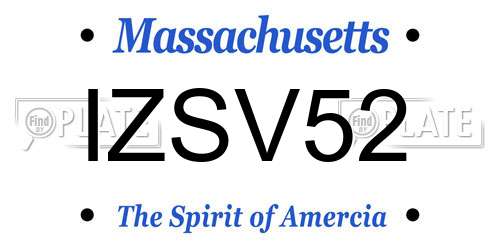 IZSV52 Massachusetts License Plate