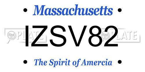 IZSV82 Massachusetts License Plate