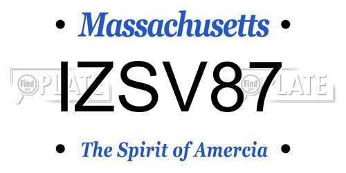IZSV87 Massachusetts License Plate
