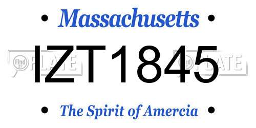 IZT1845 Massachusetts License Plate