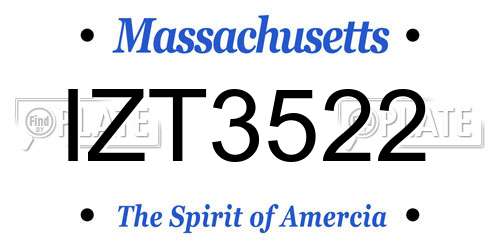 IZT3522 Massachusetts License Plate