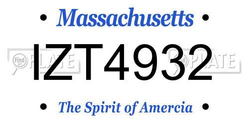 IZT4932 Massachusetts License Plate
