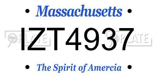 IZT4937 Massachusetts License Plate