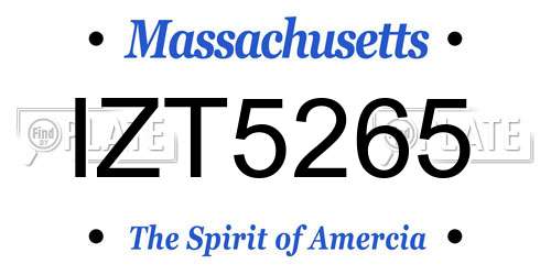 IZT5265 Massachusetts License Plate