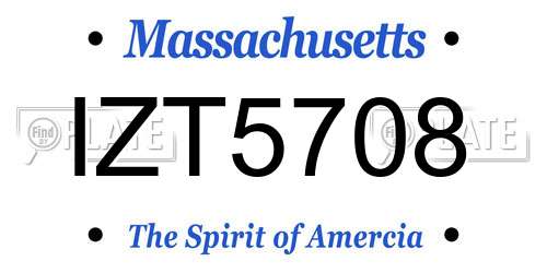 IZT5708 Massachusetts License Plate