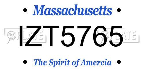 IZT5765 Massachusetts License Plate