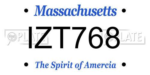 IZT768 Massachusetts License Plate