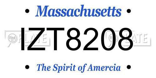 IZT8208 Massachusetts License Plate