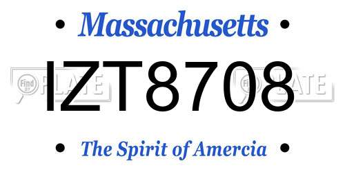 IZT8708 Massachusetts License Plate