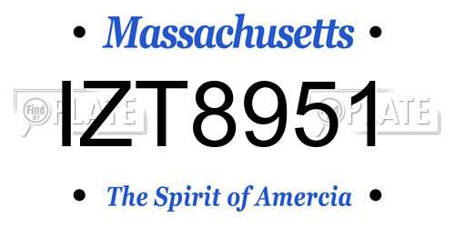 IZT8951 Massachusetts License Plate