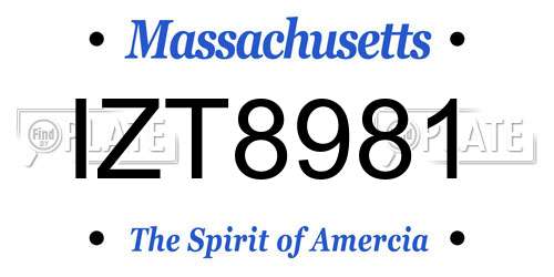 IZT8981 Massachusetts License Plate