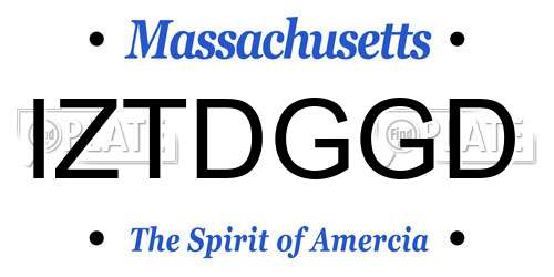 IZTDGGD Massachusetts License Plate