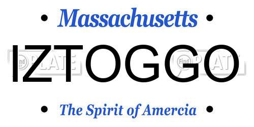 IZTOGGO Massachusetts License Plate
