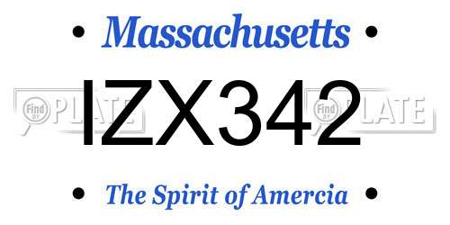 IZX342 Massachusetts License Plate