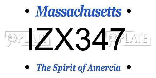 IZX347 Massachusetts License Plate