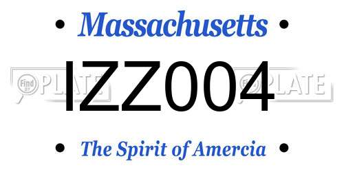 IZZ004 Massachusetts License Plate