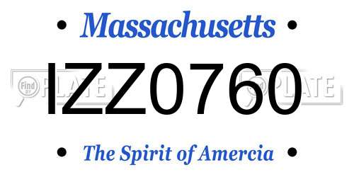 IZZ0760 Massachusetts License Plate