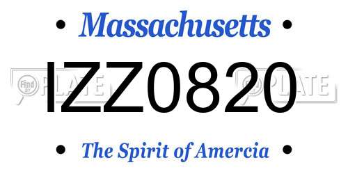 IZZ0820 Massachusetts License Plate