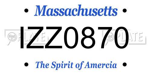 IZZ0870 Massachusetts License Plate