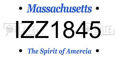 IZZ1845 Massachusetts License Plate