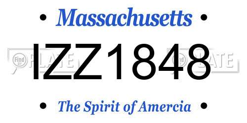 IZZ1848 Massachusetts License Plate