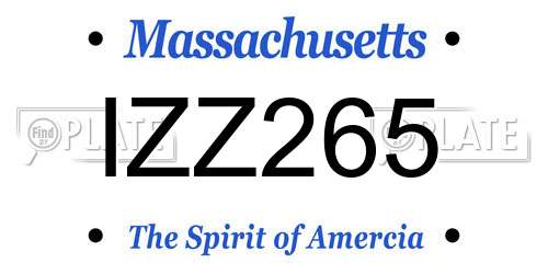 IZZ265 Massachusetts License Plate