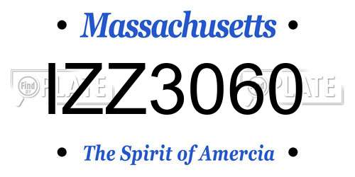 IZZ3060 Massachusetts License Plate