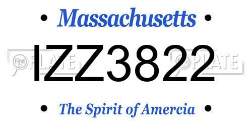IZZ3822 Massachusetts License Plate