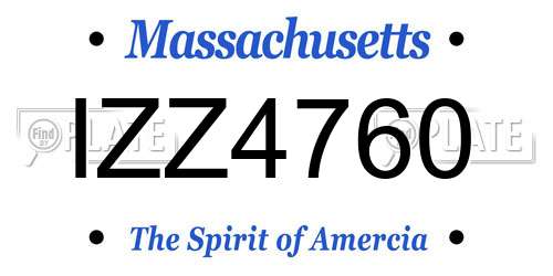 IZZ4760 Massachusetts License Plate