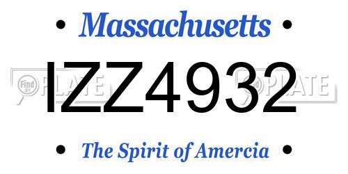 IZZ4932 Massachusetts License Plate